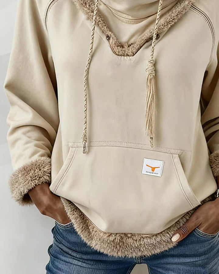 Sweat À Manches Longues À Détails Patchwork Et Poche