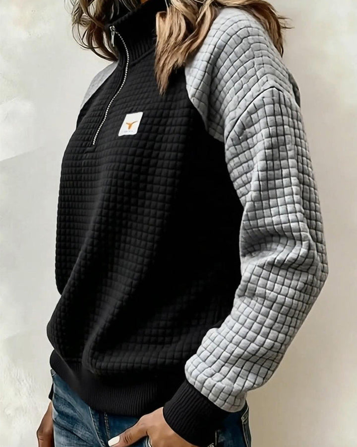 Sweat Col Montant Gaufre Color Block