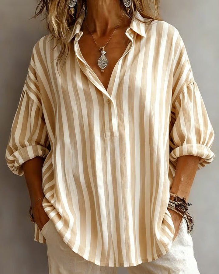 Blouse Rayée Ample À Col