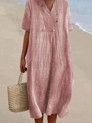 Celina – Robe en lin et coton pour femme – Fraîcheur naturelle et élégance décontractée