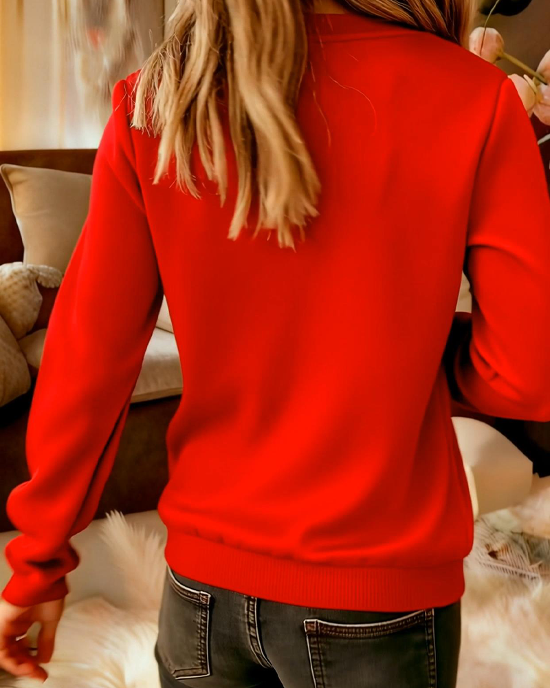 Sweat Imprimé De Noël À Demi-Fermeture
