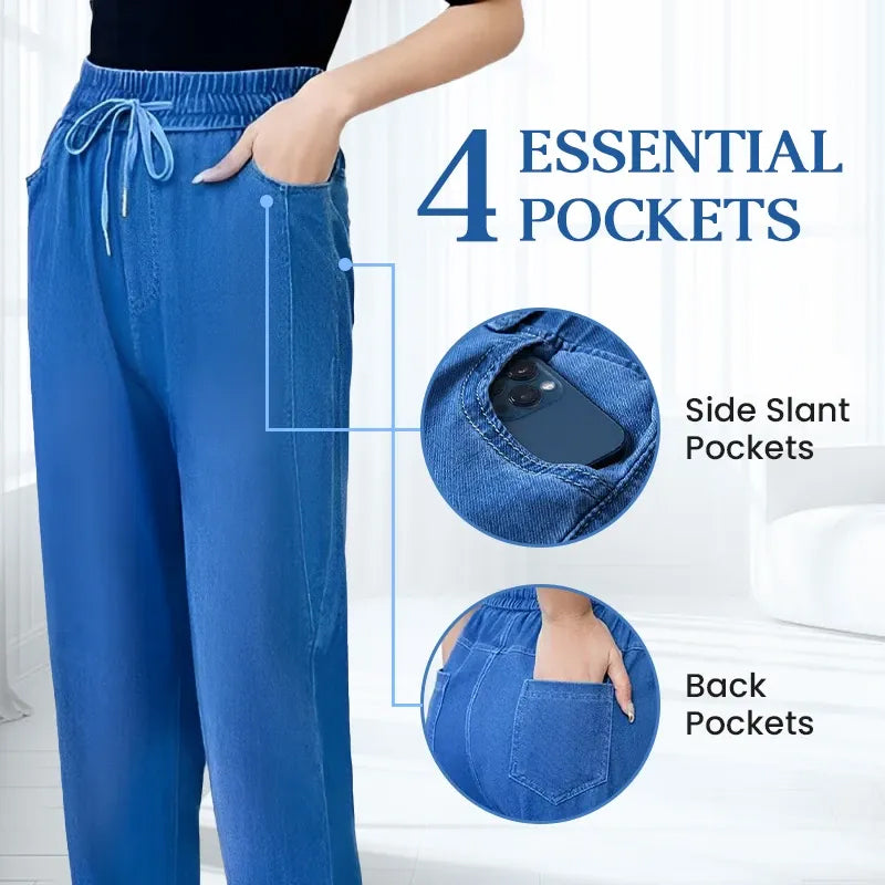 Haute Taille Ultra Élastique Mom Jeans