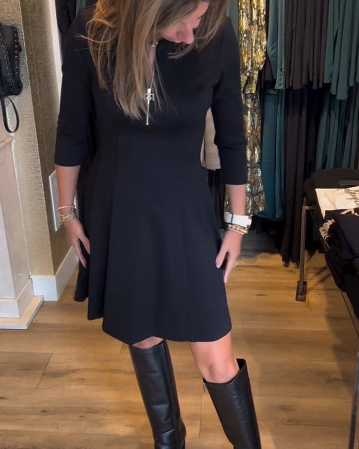 Robe élégante à fermeture éclair de couleur unie