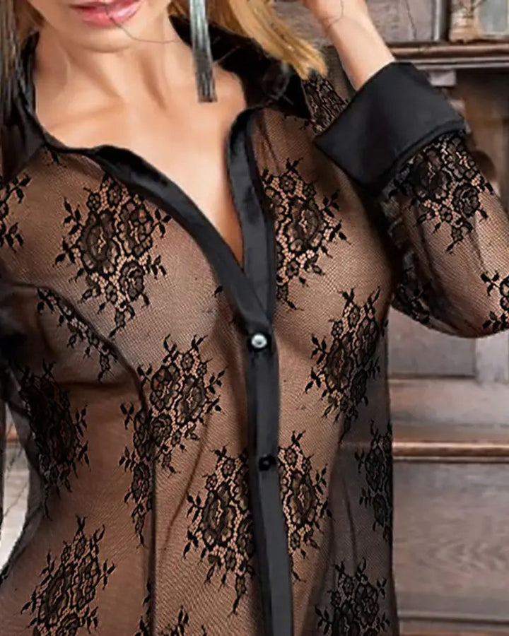 Nuisette sexy en dentelle unie et érotique