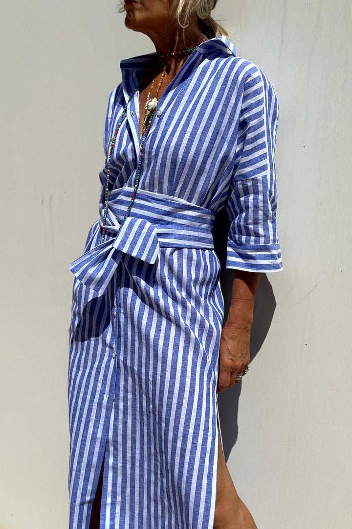 Sophia | Robe Chemise Rayée Intemporelle avec Élégance et Confort