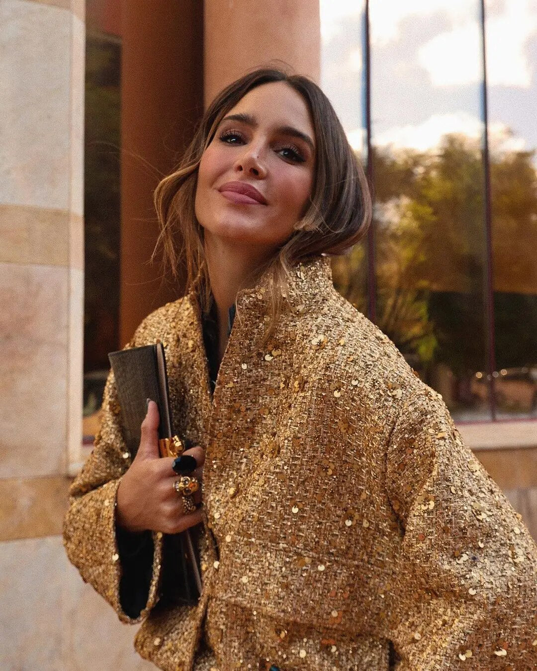 Lisette | Veste bomber femme or pour l'automne