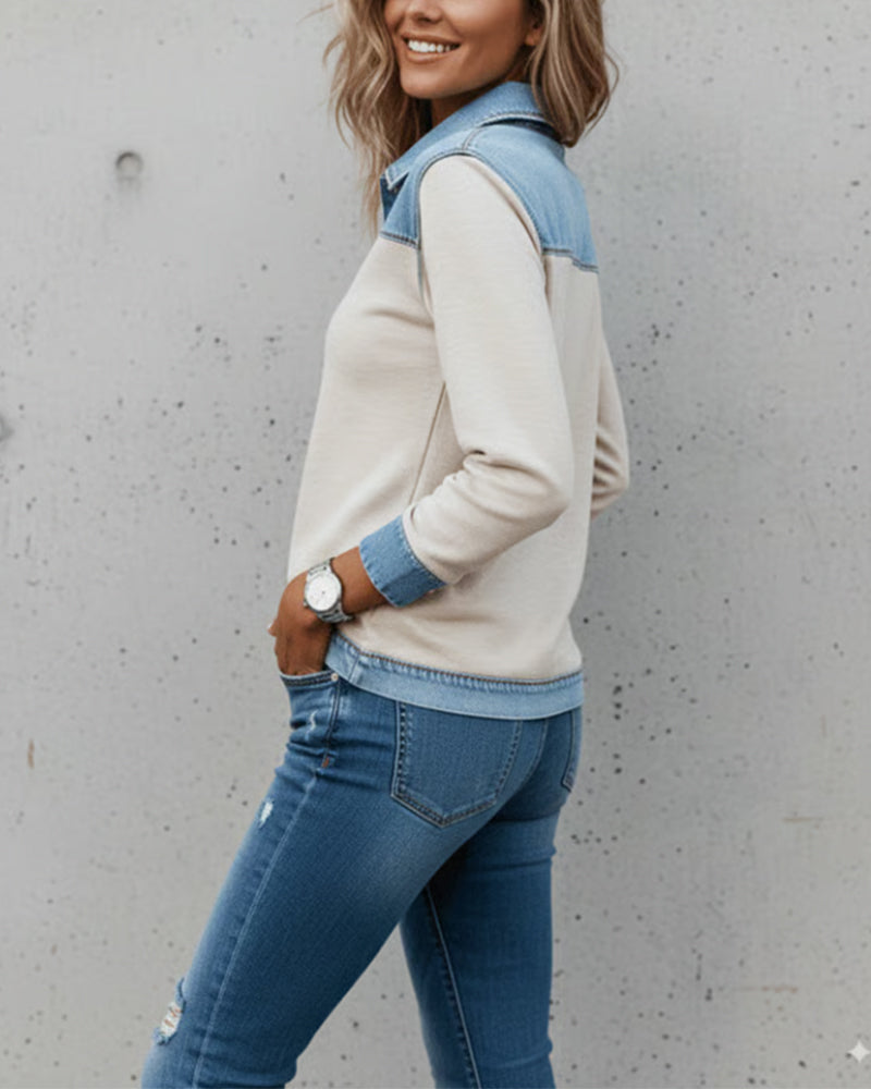 Sweat-Shirt Tendance Revers Panachage Assemblé