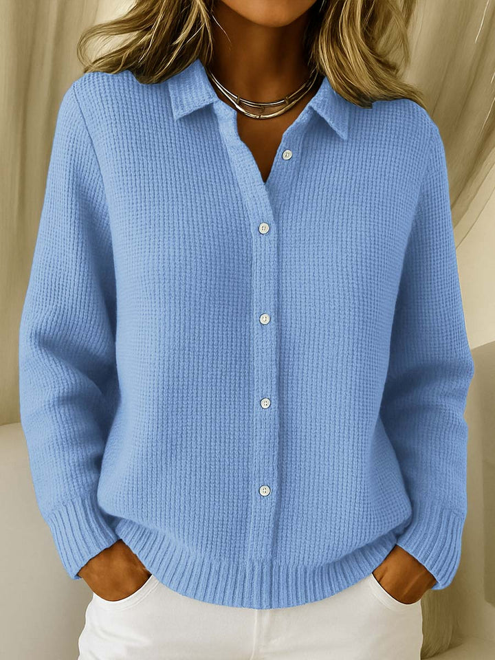 Émilie – Cardigan d’hiver élégant en maille avec col femme