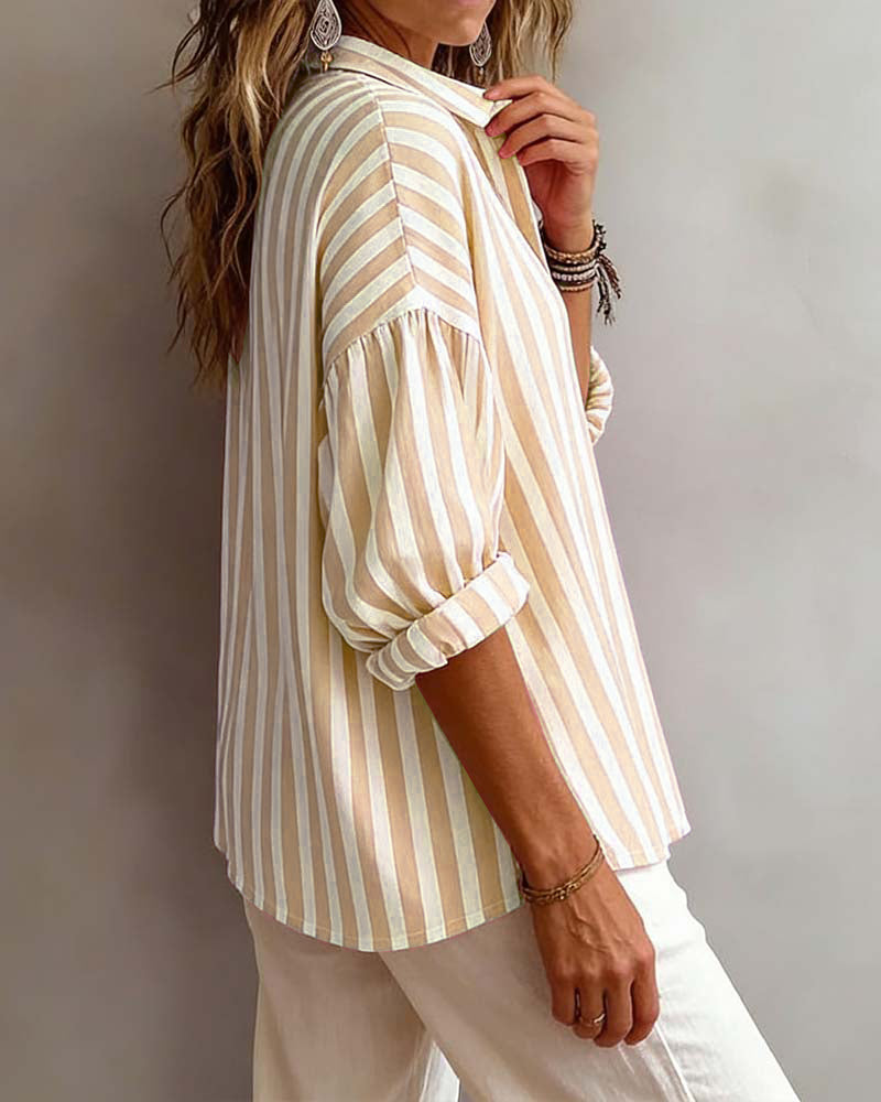 Blouse Rayée Ample À Col