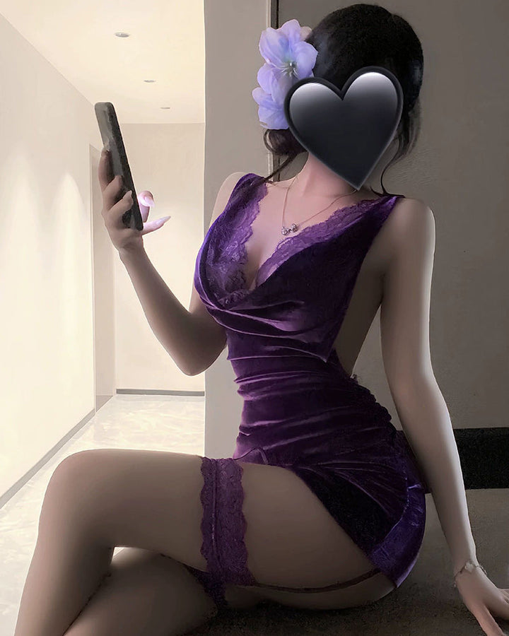 Chemise De Nuit Sexy En V Bodycon