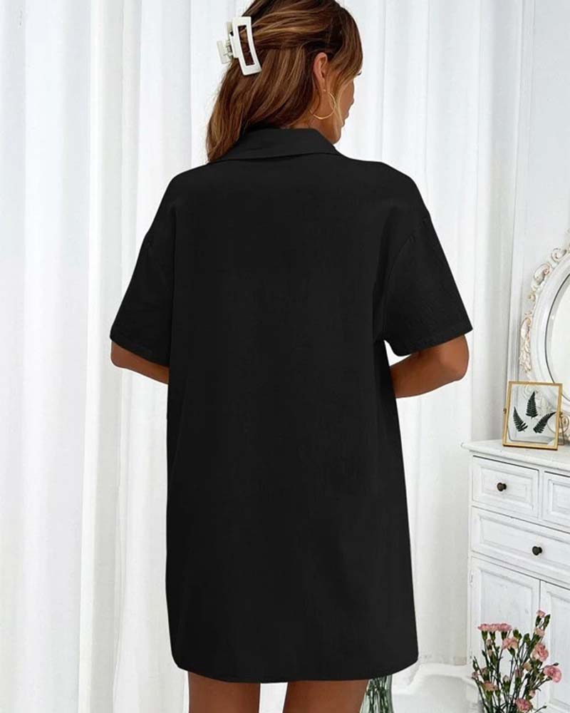 Ensemble chemise et short décontracté de couleur unie