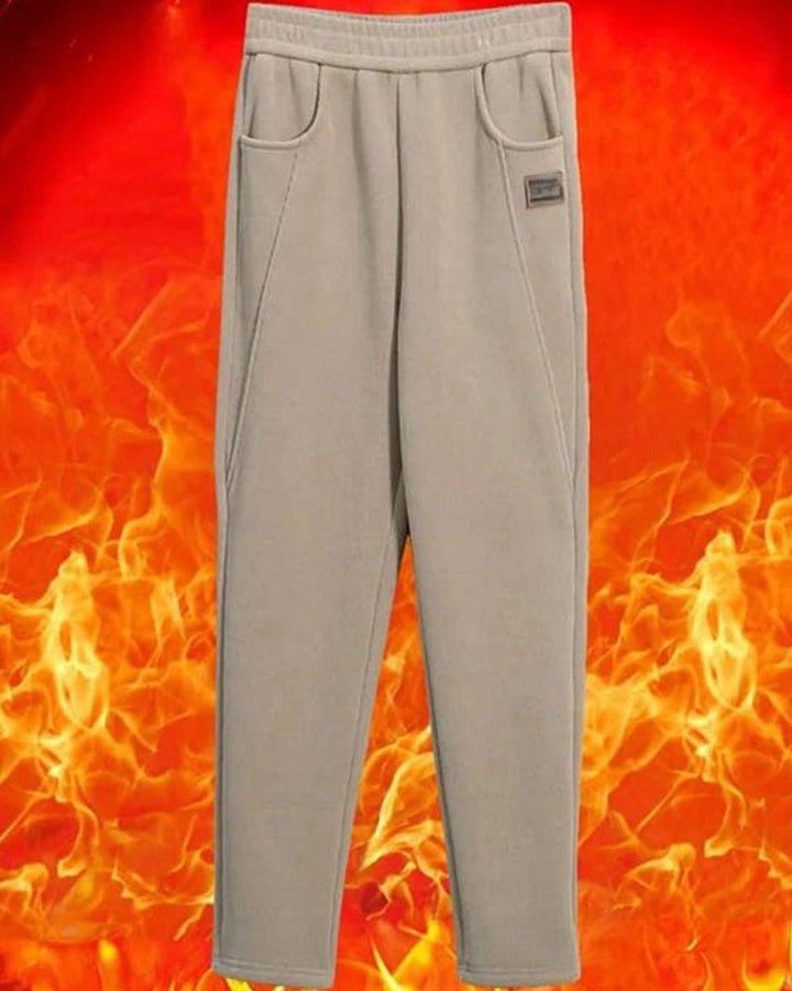 Pantalon Taille Haute Chaud avec Doublure en Laine