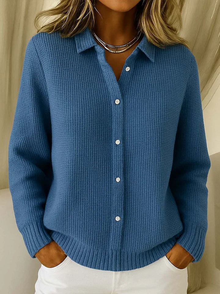 Émilie – Cardigan d’hiver élégant en maille avec col femme