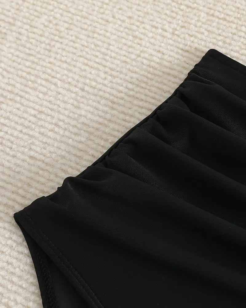 Bas De Maillot Plissé Uni Taille Haute