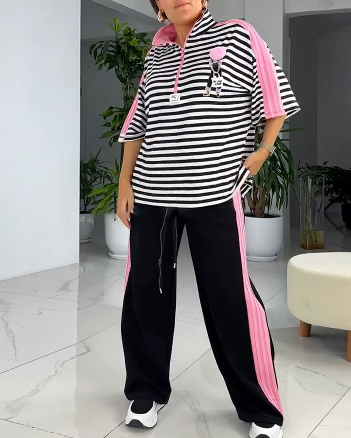Costume Imprimé Rayé Pantalon Large
