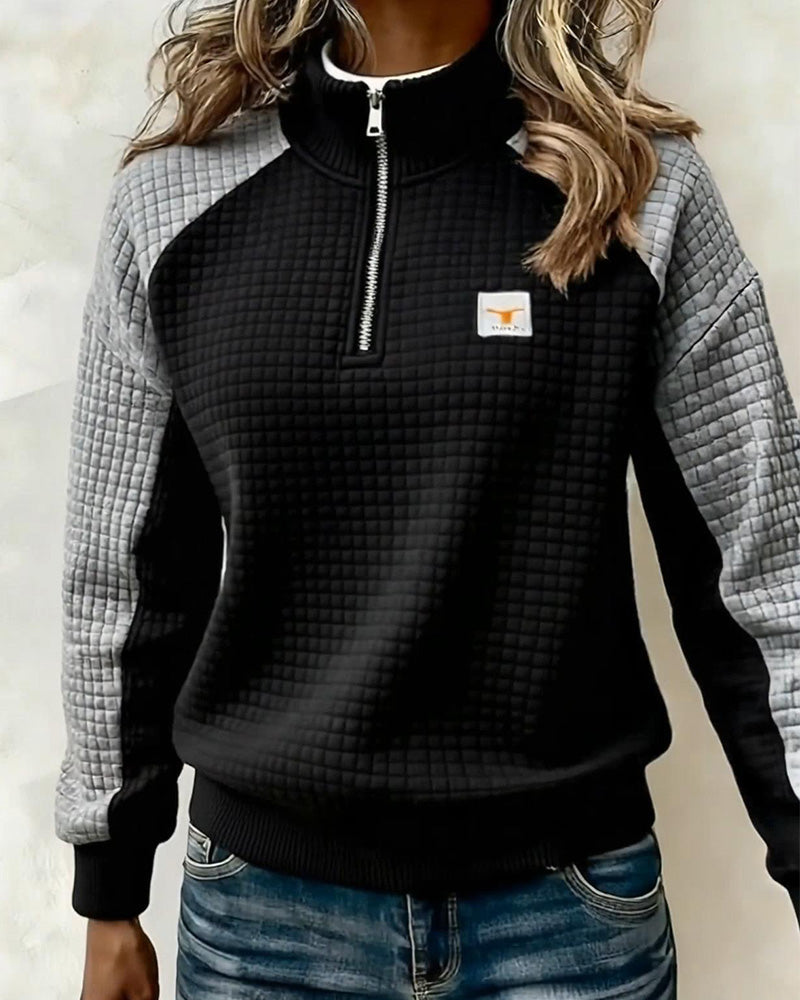Sweat Col Montant Gaufre Color Block