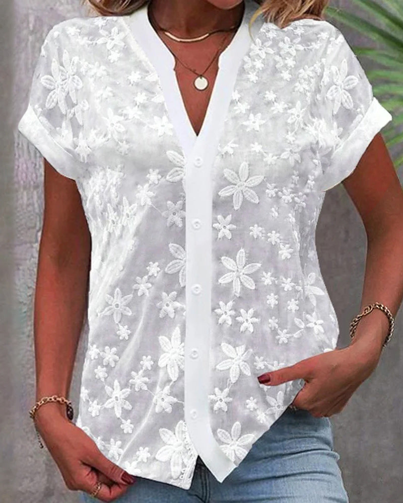 Blouse à manches courtes et col V