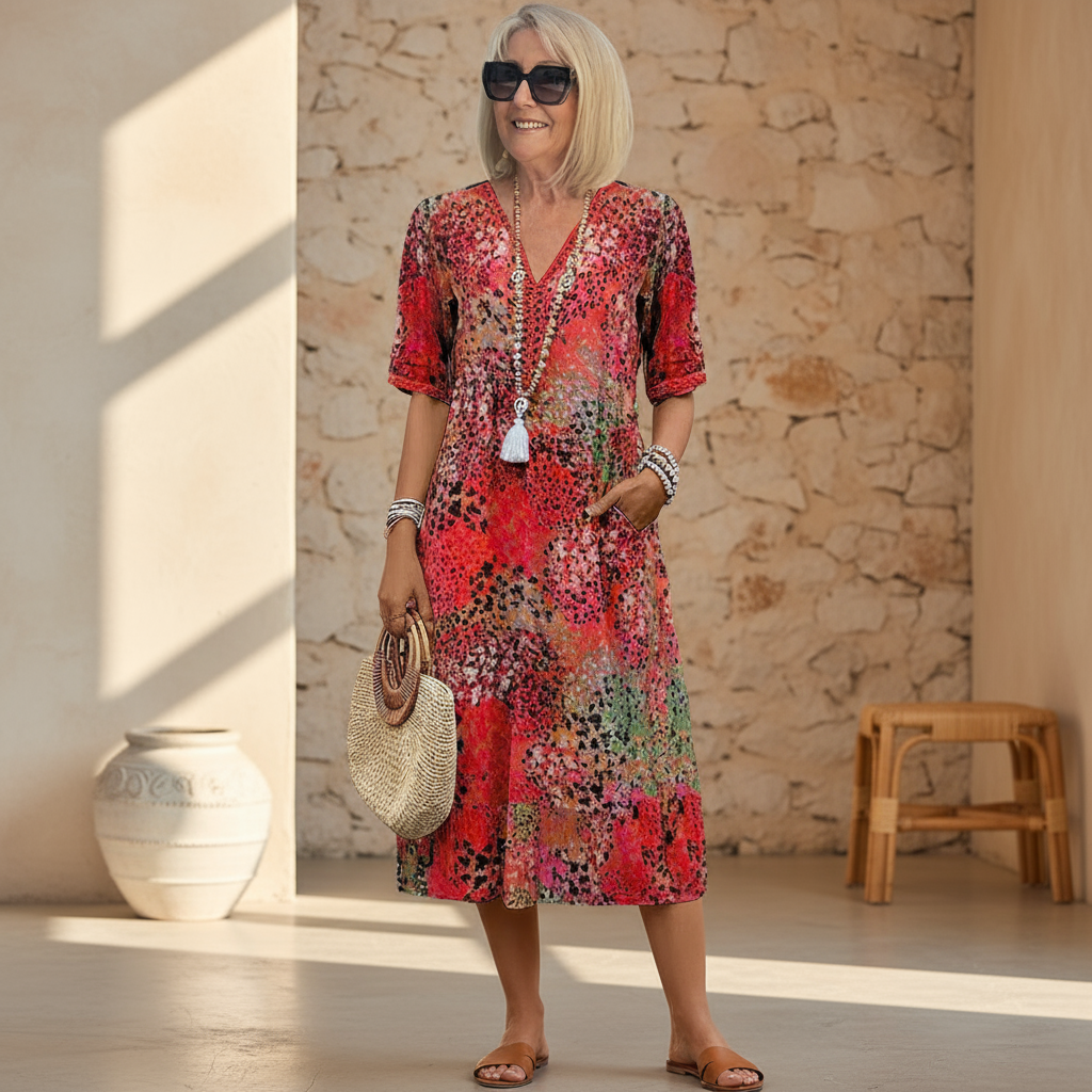 Arabella | Robe Midi à Motif Éclatant