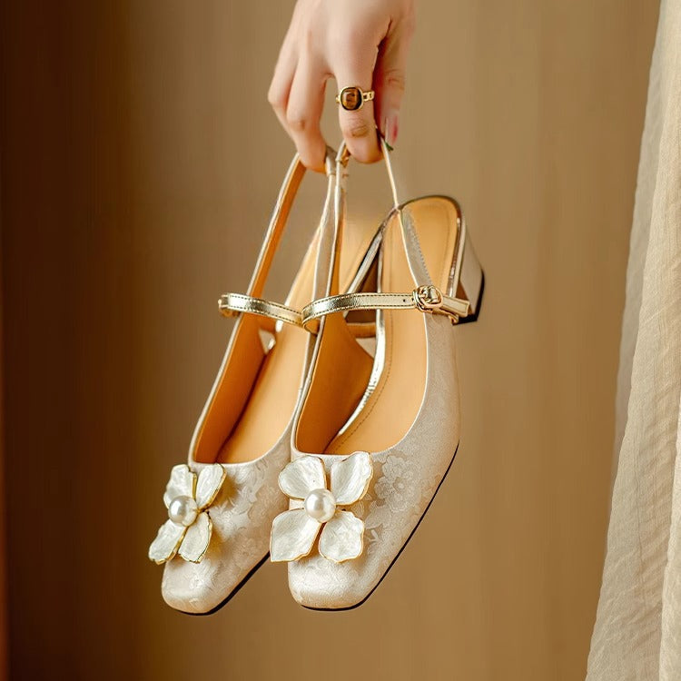 Genine - Escarpins slingback femme à talon bloc 9