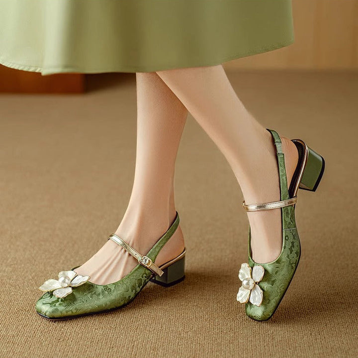 Genine - Escarpins slingback femme à talon bloc 1