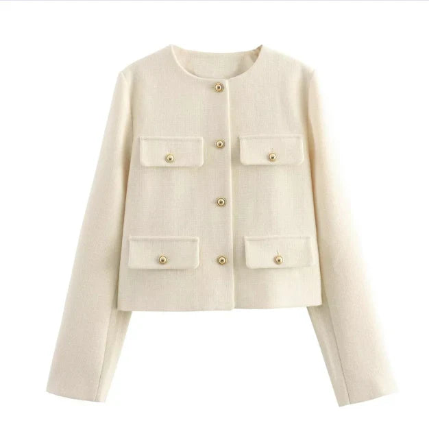 Florine | Veste vintage boutonnée à manches longues pour femme