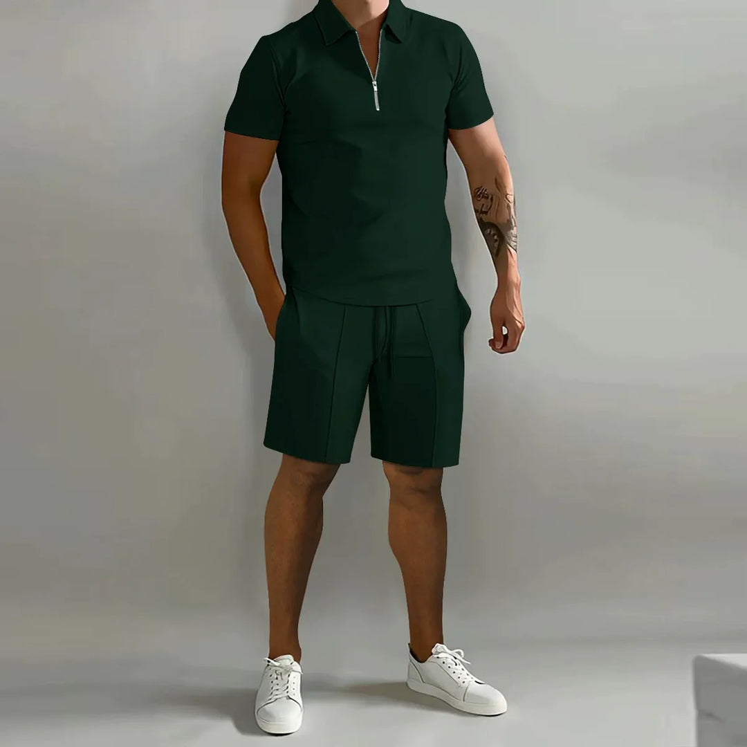 Ensemble polo zippe - Vert fonce