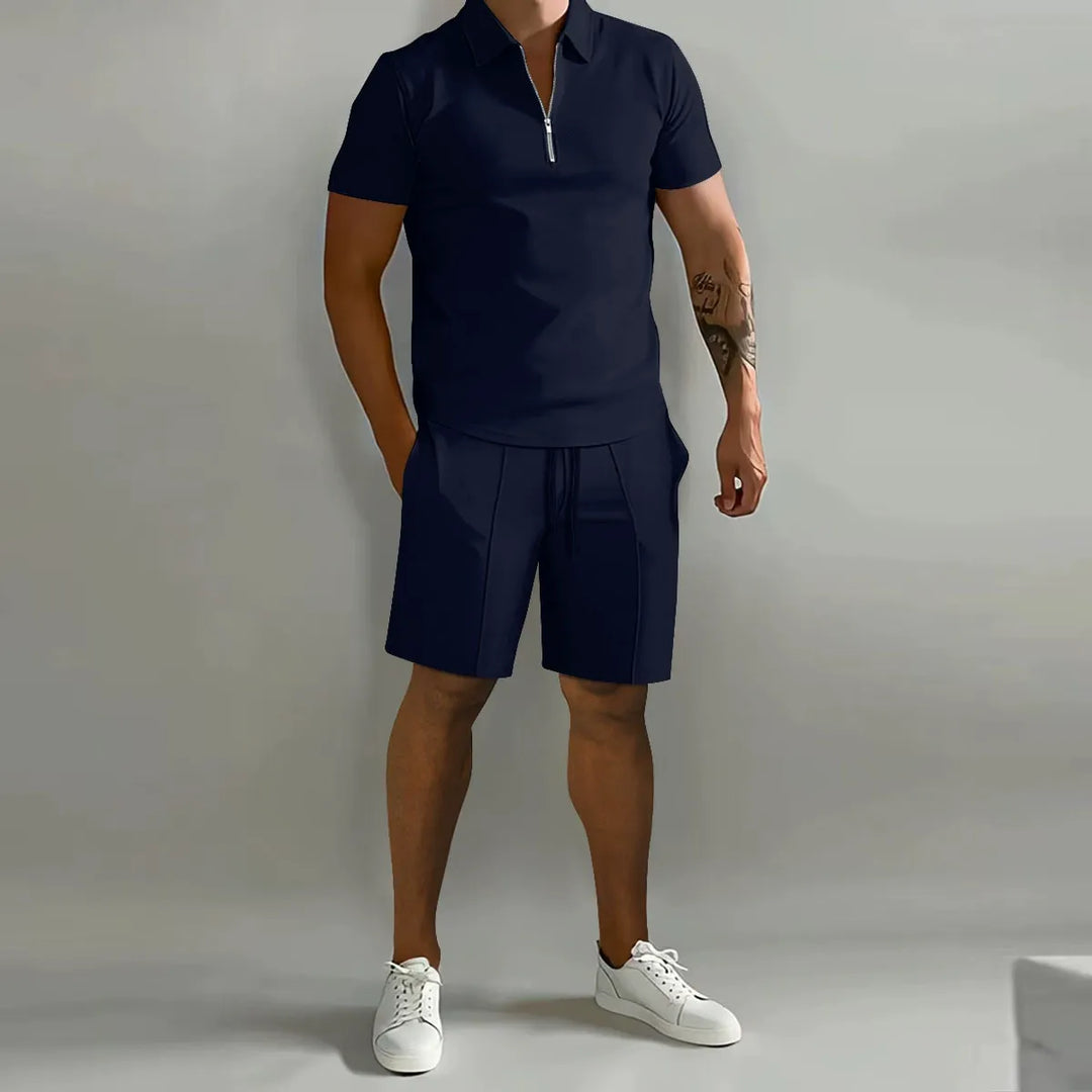 Ensemble polo zippe - Bleu marine