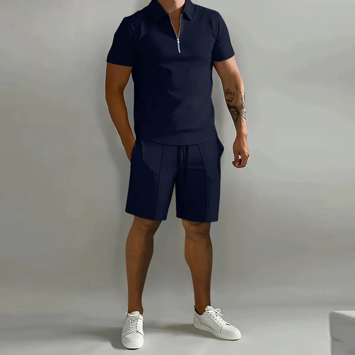 Ensemble polo zippe - Bleu marine
