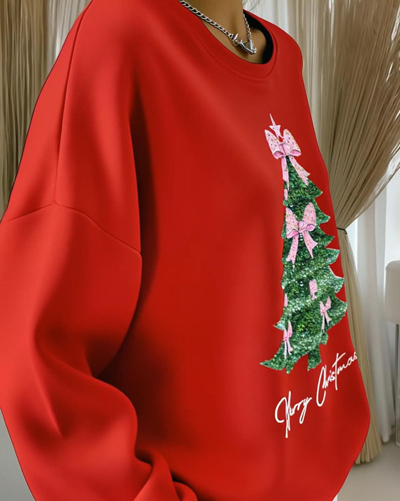 Sweat À Col Rond Manches Longues Imprimé Noël