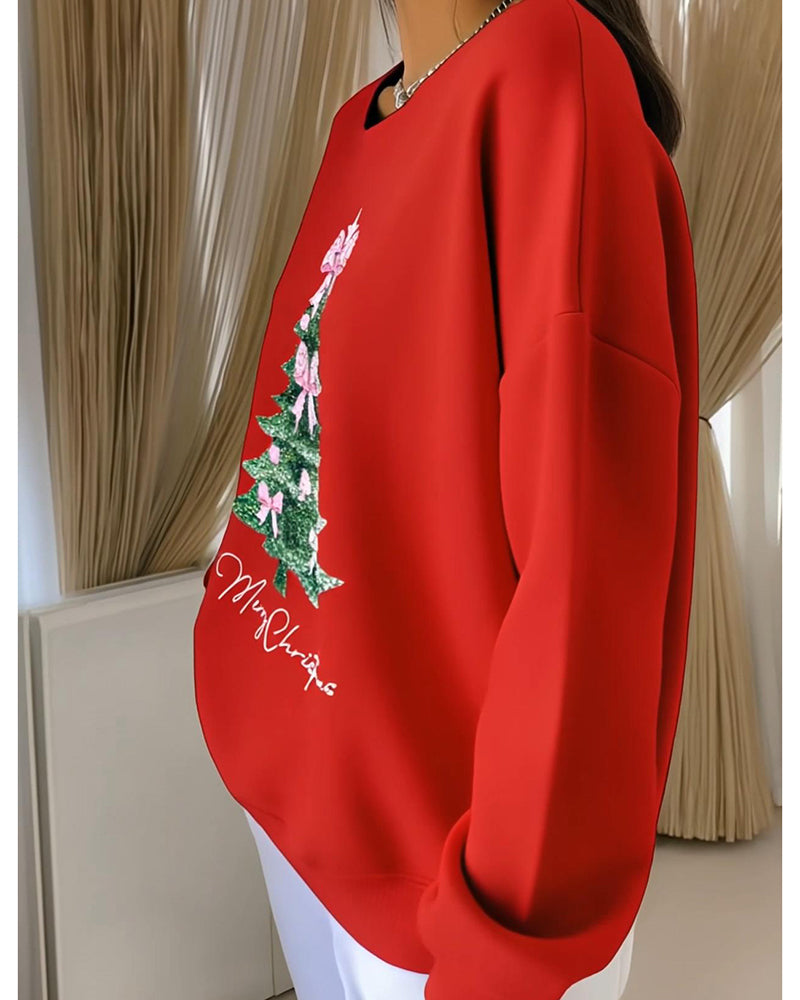 Sweat À Col Rond Manches Longues Imprimé Noël