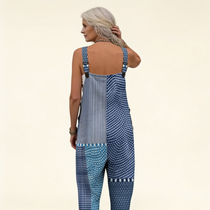 Isaline | patchwork bleu graphique élancée