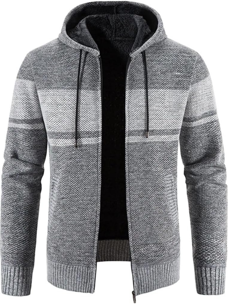 Raiden | Sweat à capuche zippé en tricot couleur Chai pour homme