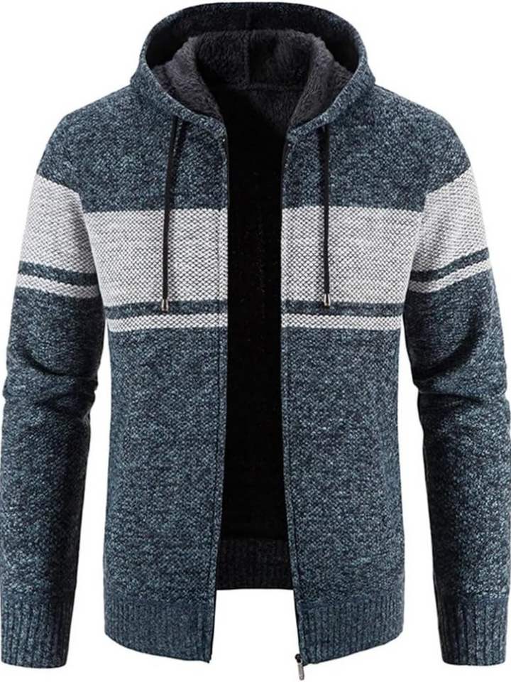 Raiden | Sweat à capuche zippé en tricot couleur Chai pour homme