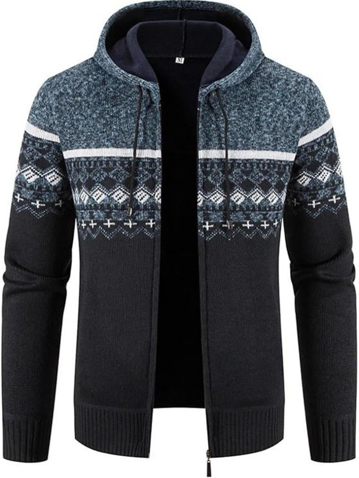 Raiden | Sweat à capuche zippé en tricot couleur Chai pour homme
