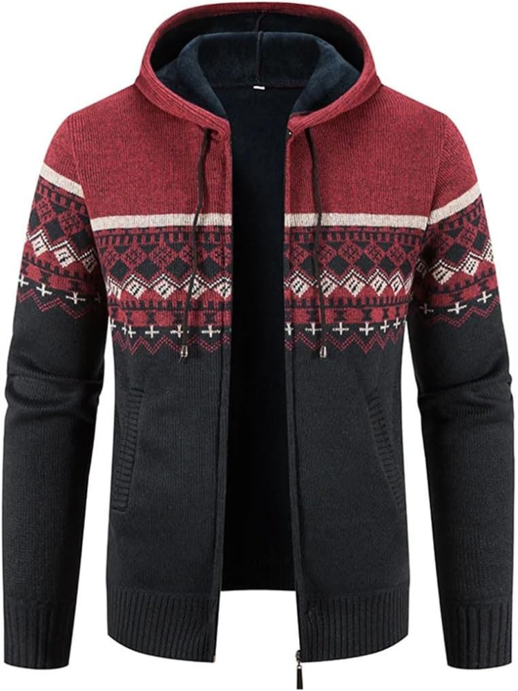 Raiden | Sweat à capuche zippé en tricot couleur Chai pour homme