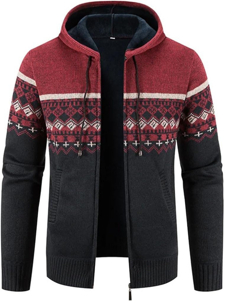 Raiden | Sweat à capuche zippé en tricot couleur Chai pour homme