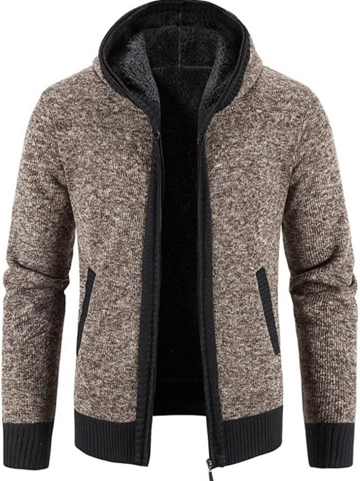 Raiden | Sweat à capuche zippé en tricot couleur Chai pour homme