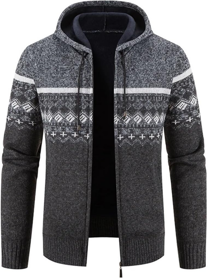 Raiden | Sweat à capuche zippé en tricot couleur Chai pour homme