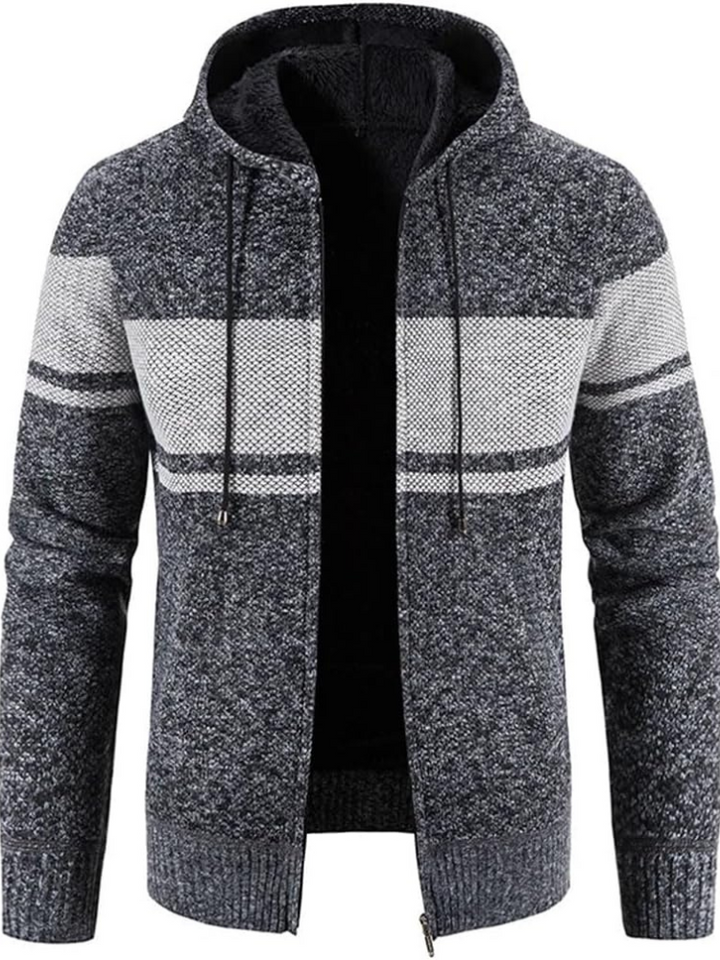 Raiden | Sweat à capuche zippé en tricot couleur Chai pour homme