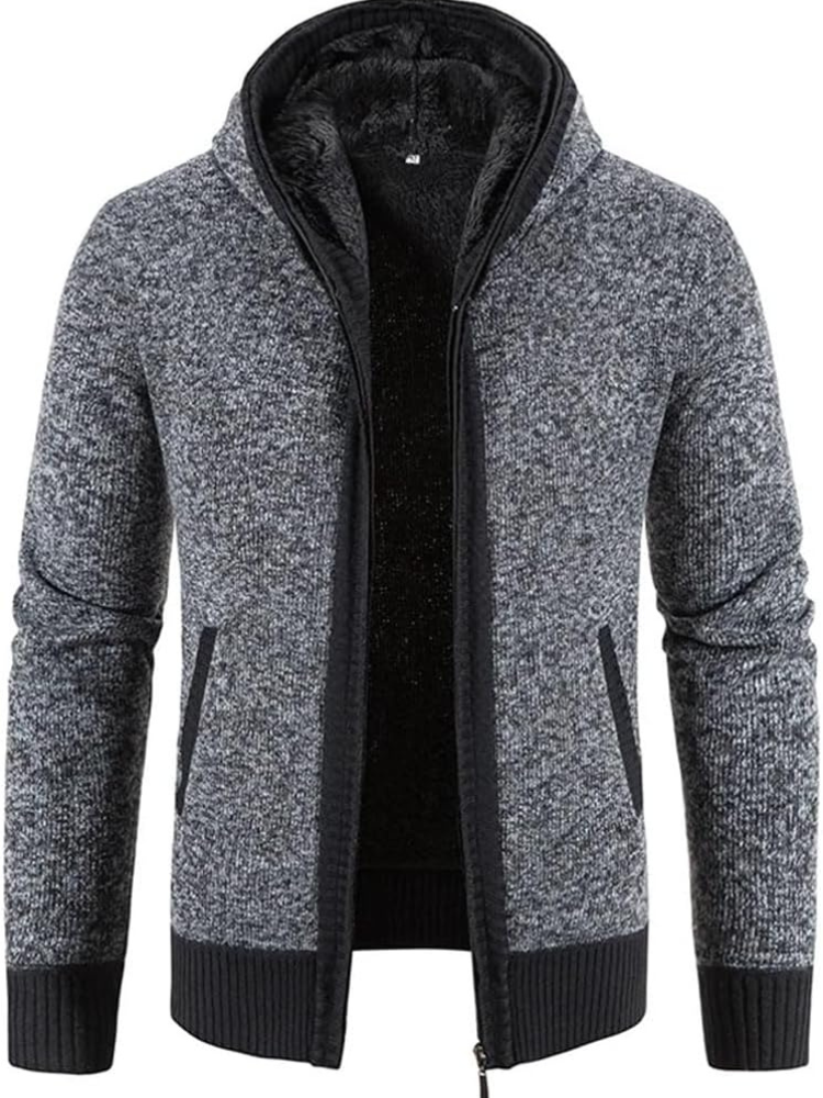 Raiden | Sweat à capuche zippé en tricot couleur Chai pour homme