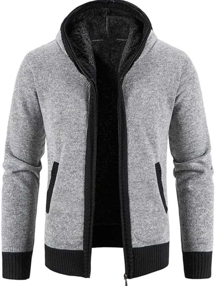 Raiden | Sweat à capuche zippé en tricot couleur Chai pour homme