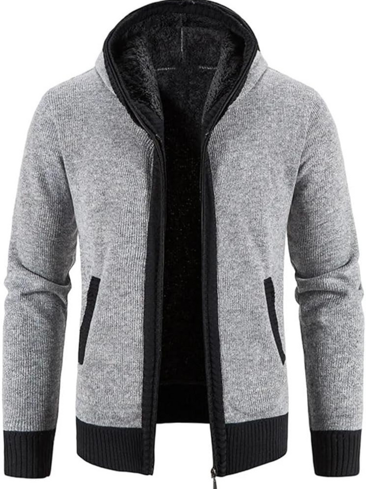 Raiden | Sweat à capuche zippé en tricot couleur Chai pour homme
