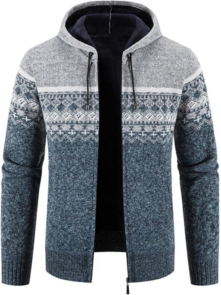 Raiden | Sweat à capuche zippé en tricot couleur Chai pour homme
