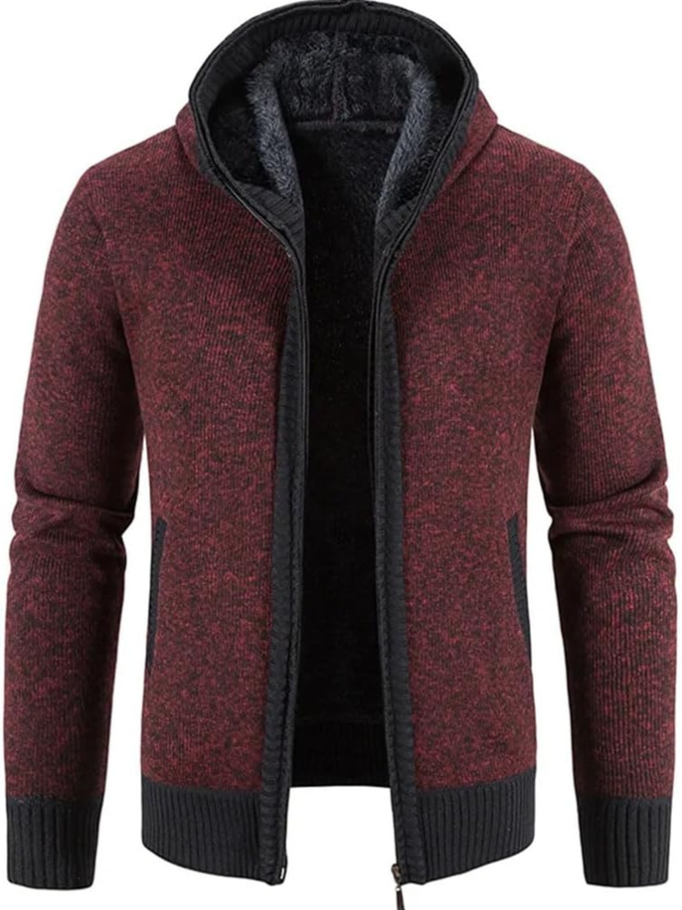 Raiden | Sweat à capuche zippé en tricot couleur Chai pour homme