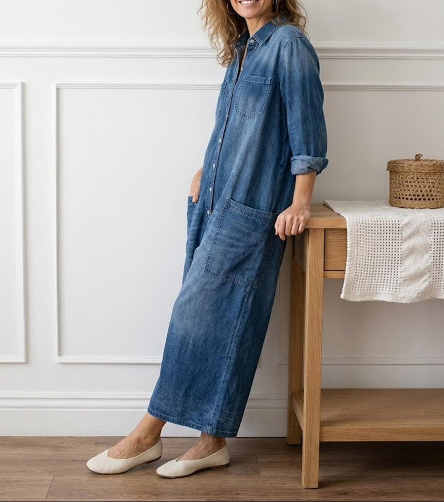 Anaïs | Combinaison en denim vintage à boutons