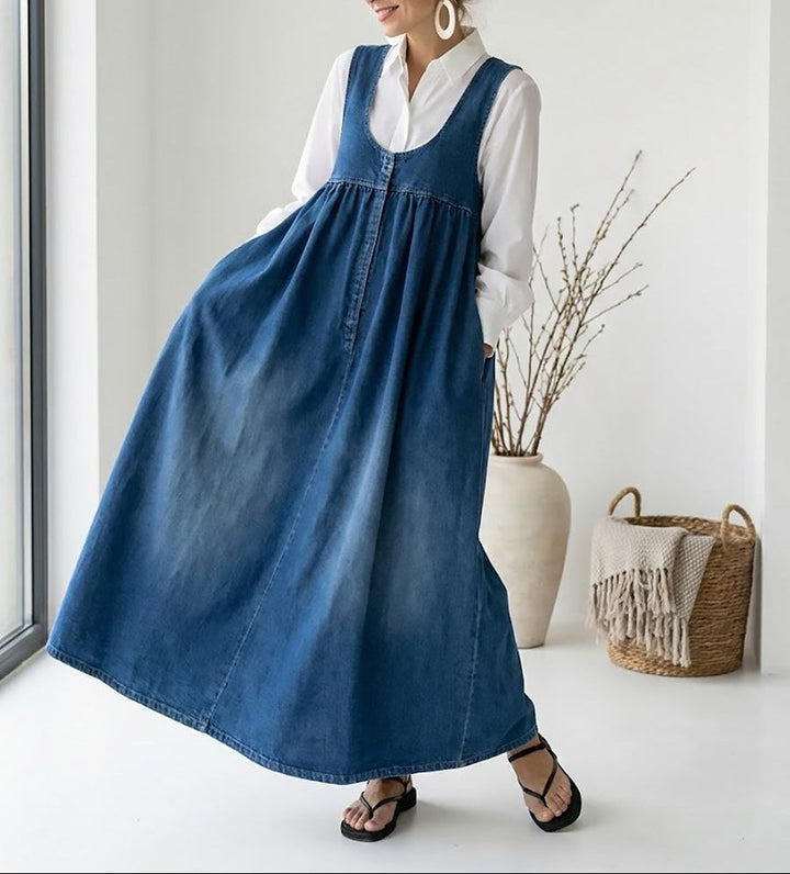Capucine | Robe maxi en denim lavé vintage