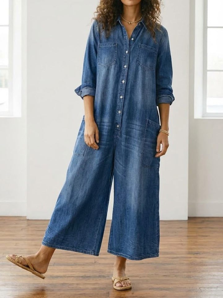 Anaïs | Combinaison en denim vintage à boutons