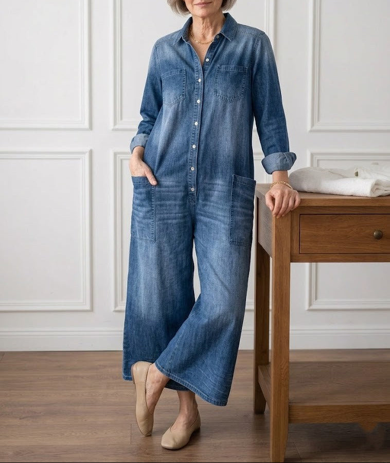 Anaïs | Combinaison en denim vintage à boutons